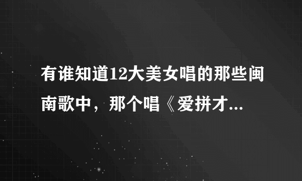 有谁知道12大美女唱的那些闽南歌中，那个唱《爱拼才会赢》的小姑娘叫什么名字啊？