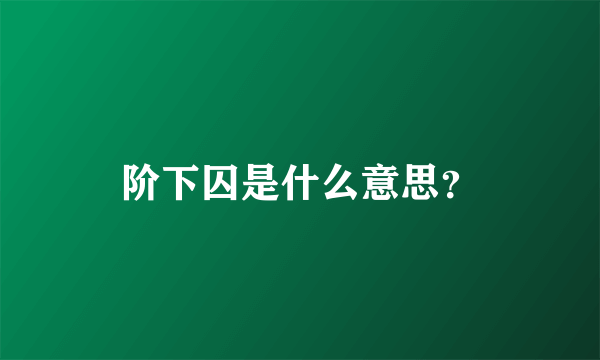 阶下囚是什么意思？