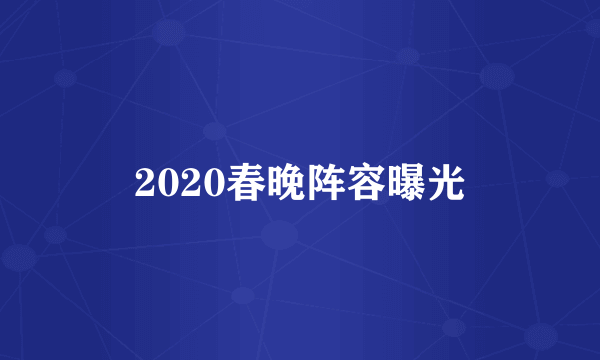 2020春晚阵容曝光