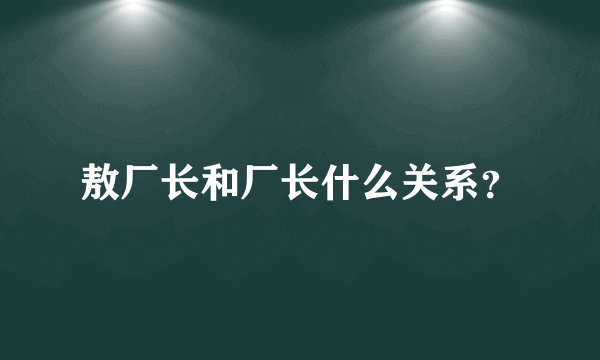 敖厂长和厂长什么关系？