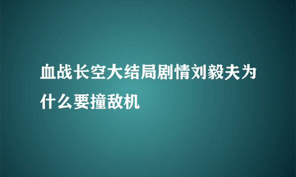 血战长空大结局剧情刘毅夫为什么要撞敌机