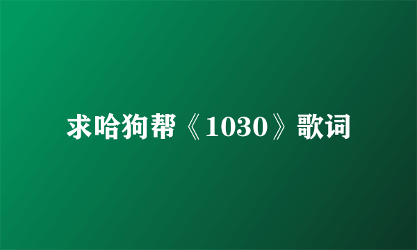 求哈狗帮《1030》歌词