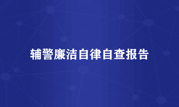 辅警廉洁自律自查报告