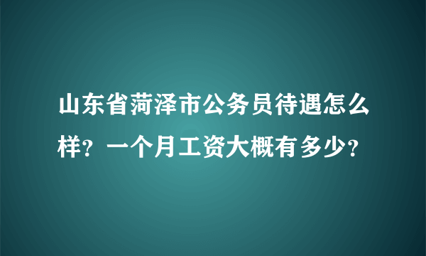 山东省菏泽市公务员待遇怎么样？一个月工资大概有多少？