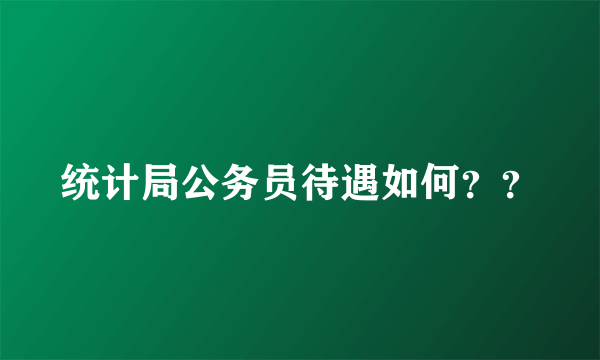 统计局公务员待遇如何？？