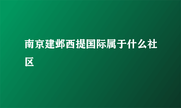 南京建邺西提国际属于什么社区