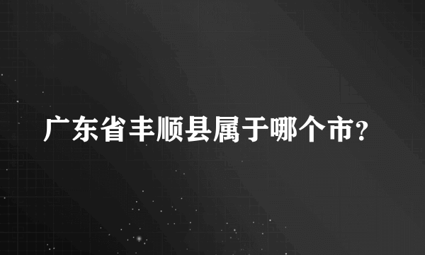 广东省丰顺县属于哪个市？