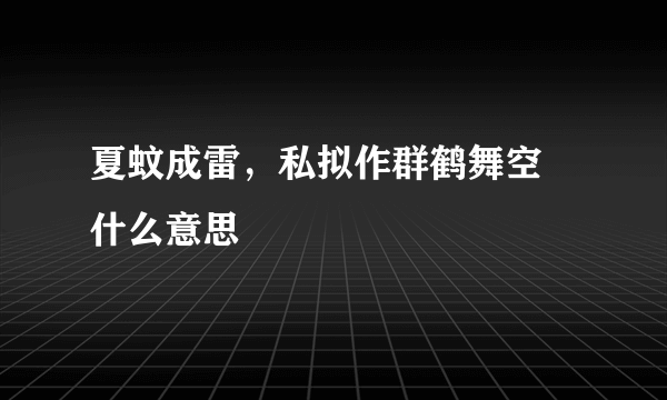 夏蚊成雷，私拟作群鹤舞空 什么意思