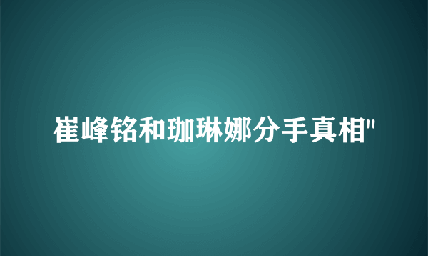 崔峰铭和珈琳娜分手真相