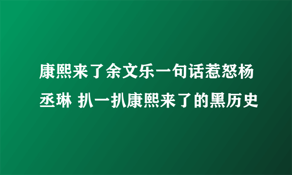 康熙来了余文乐一句话惹怒杨丞琳 扒一扒康熙来了的黑历史