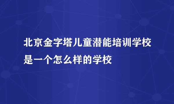 北京金字塔儿童潜能培训学校是一个怎么样的学校