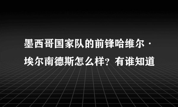 墨西哥国家队的前锋哈维尔·埃尔南德斯怎么样？有谁知道