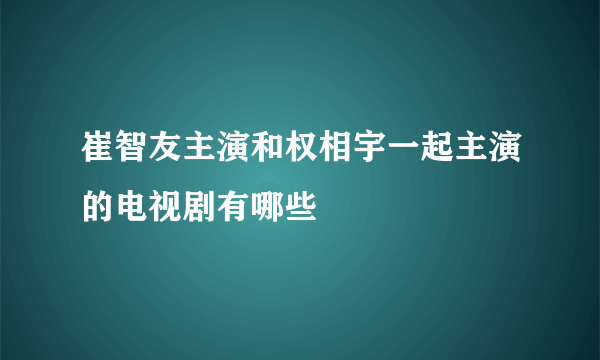 崔智友主演和权相宇一起主演的电视剧有哪些