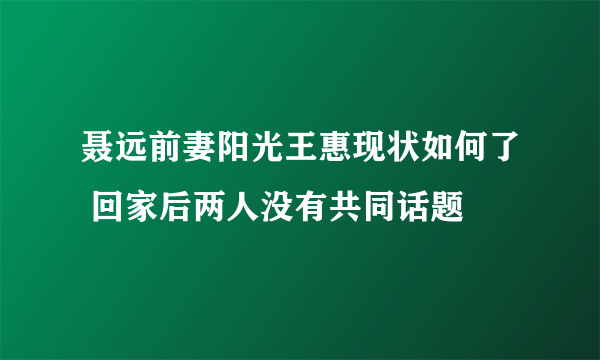 聂远前妻阳光王惠现状如何了 回家后两人没有共同话题