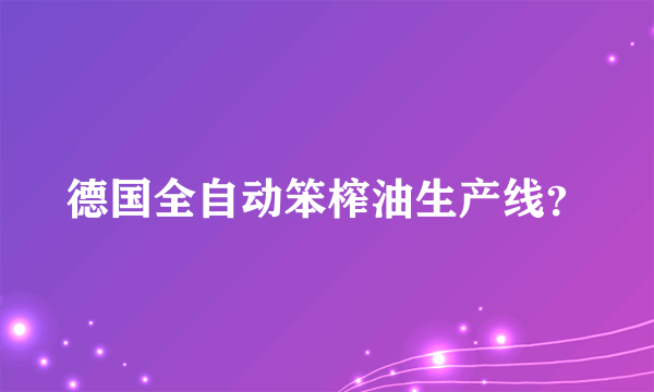 德国全自动笨榨油生产线？