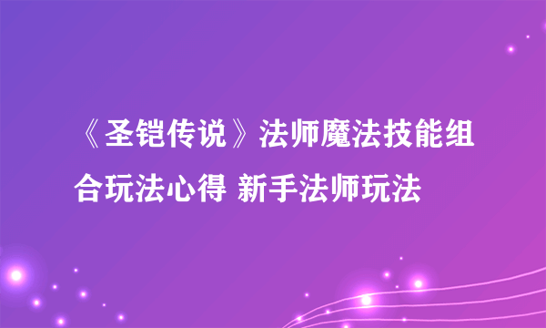 《圣铠传说》法师魔法技能组合玩法心得 新手法师玩法