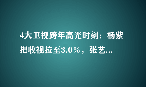 4大卫视跨年高光时刻：杨紫把收视拉至3.0％，张艺兴出来收视大涨