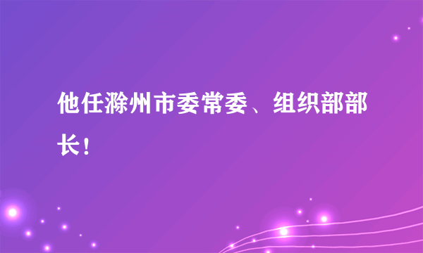 他任滁州市委常委、组织部部长！