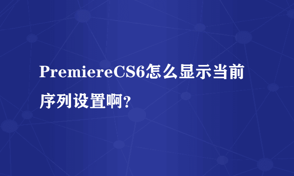 PremiereCS6怎么显示当前序列设置啊？