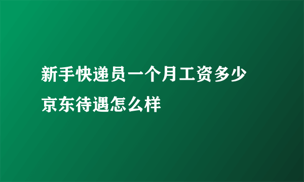 新手快递员一个月工资多少 京东待遇怎么样