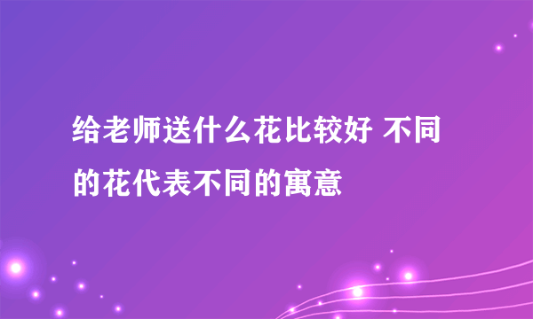 给老师送什么花比较好 不同的花代表不同的寓意