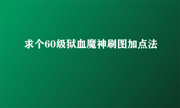 求个60级狱血魔神刷图加点法