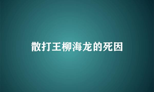 散打王柳海龙的死因