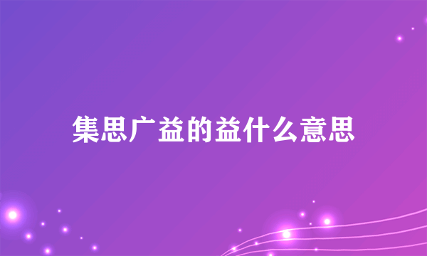 集思广益的益什么意思