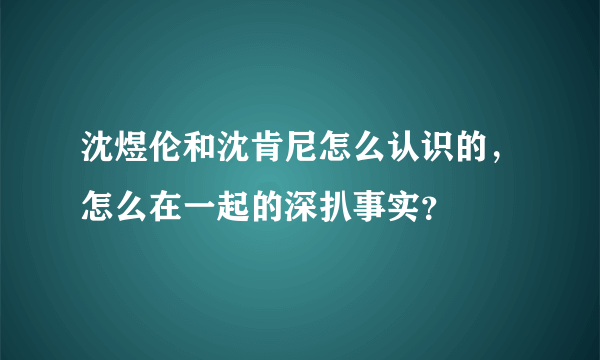 沈煜伦和沈肯尼怎么认识的，怎么在一起的深扒事实？