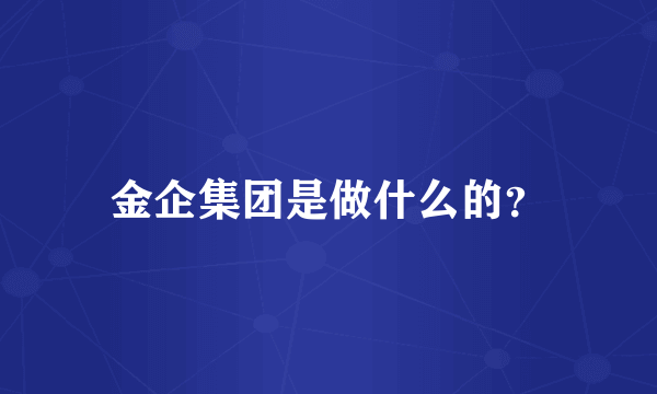 金企集团是做什么的？