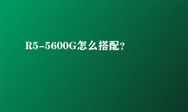 R5-5600G怎么搭配？