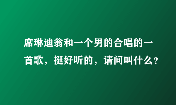 席琳迪翁和一个男的合唱的一首歌，挺好听的，请问叫什么？