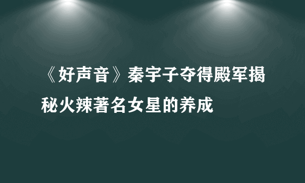 《好声音》秦宇子夺得殿军揭秘火辣著名女星的养成