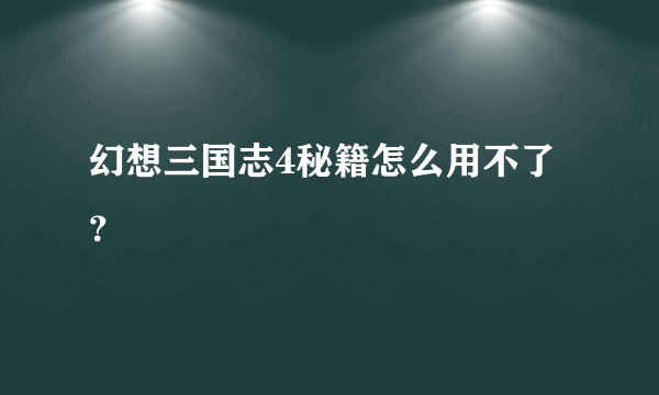 幻想三国志4秘籍怎么用不了？