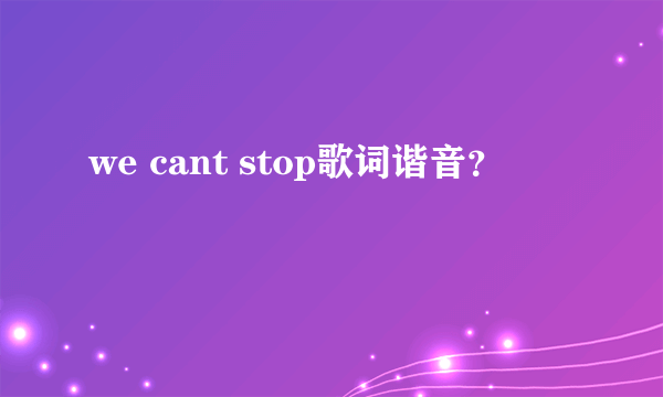 we cant stop歌词谐音？