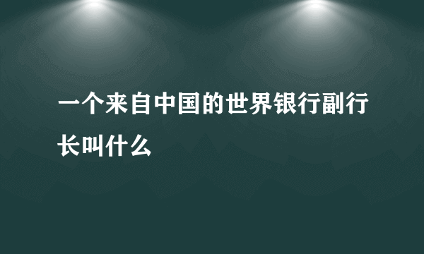 一个来自中国的世界银行副行长叫什么