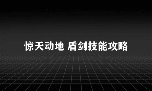 惊天动地 盾剑技能攻略