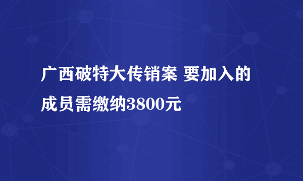 广西破特大传销案 要加入的成员需缴纳3800元