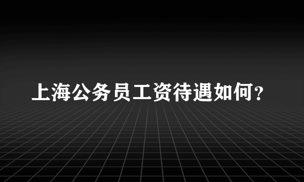 上海公务员工资待遇如何？