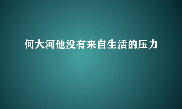 何大河他没有来自生活的压力