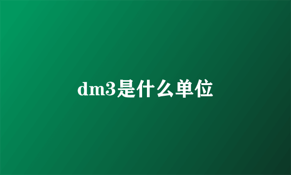 dm3是什么单位