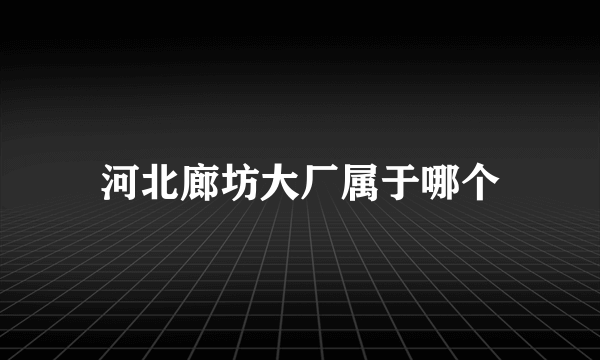 河北廊坊大厂属于哪个