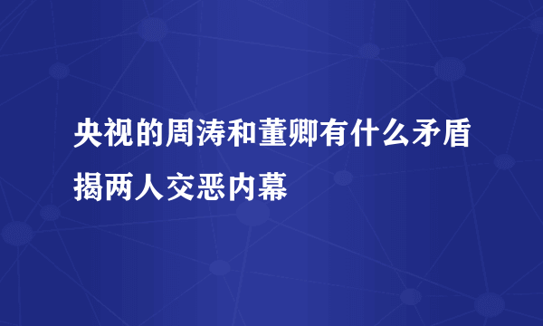 央视的周涛和董卿有什么矛盾揭两人交恶内幕