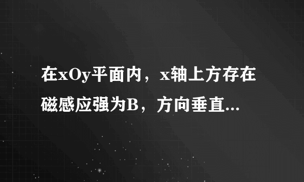 在xOy平面内，x轴上方存在磁感应强为B，方向垂直纸面向外的匀强磁场，x轴下方存在电场强度为E，方向沿y轴正方向的匀强电场，一个质量为m，电荷量为q的带正电粒子（不计粒子的重力）从坐标原点以速度v沿y轴正方向射入磁场区域。求：