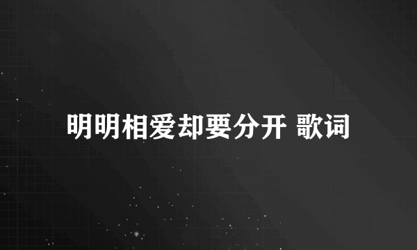 明明相爱却要分开 歌词