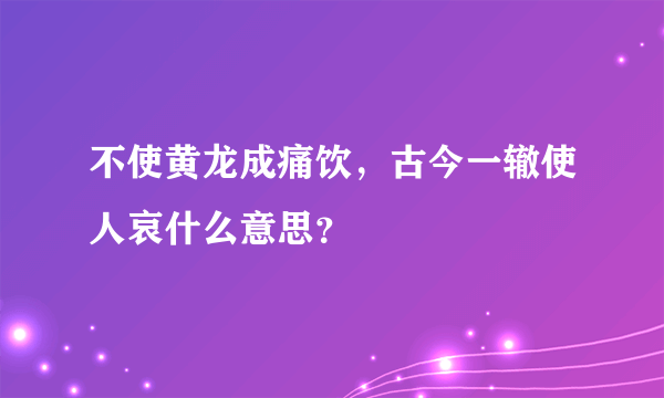 不使黄龙成痛饮，古今一辙使人哀什么意思？