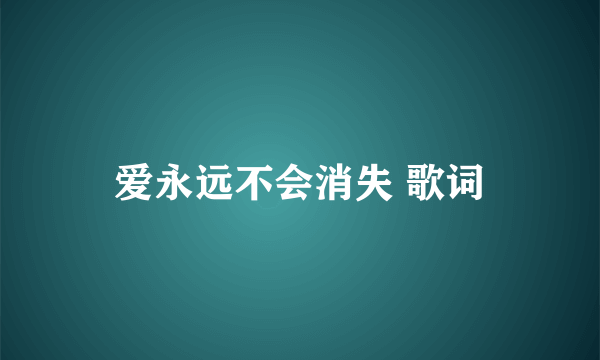 爱永远不会消失 歌词