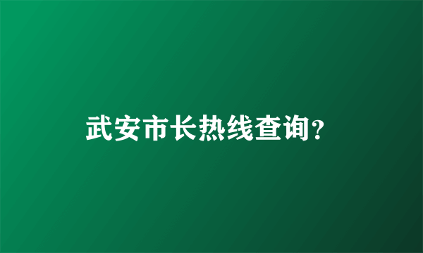 武安市长热线查询？