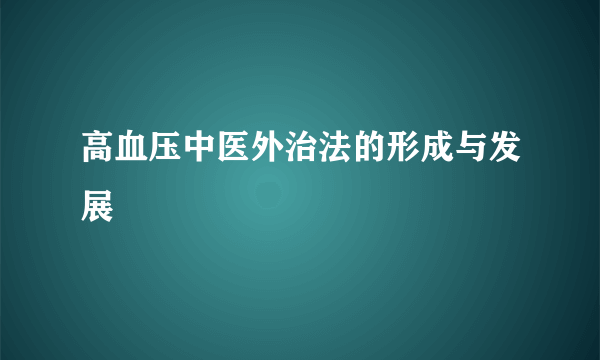 高血压中医外治法的形成与发展