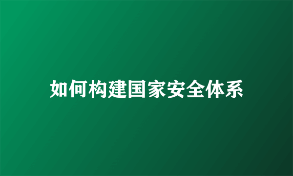 如何构建国家安全体系